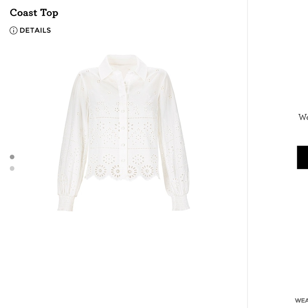 CAbi Women's White Button Down Eyelet Shirt